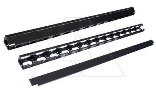 Органайзер 42U, кабельный вертикальный с крышкой, ВxШxГ 1865x93x82, металл, черный | код LN-KDG-ORG-42EU-BL | LANDE