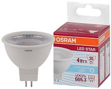 Лампа светодиодная LED 4Вт GU5.3 5000К 300лм 230V CL MR16 (замена 35Вт) OSRAM LS | код 4058075481138 | LEDVANCE