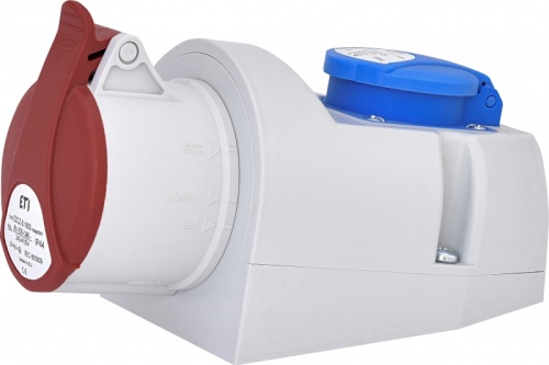 Розетка комбинированная EZCZ-S-1653 IP44 (16A, 400V/230V, 3P+N+PE / EE 16S Schuko) | код 004482051 | ETI