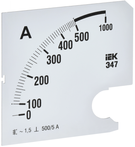 Шкала смен. для амперметра Э47 500/5А-1,5 96х96мм IEK | код IPA20D-SC-0500 | IEK