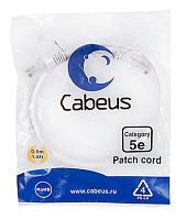 Cabeus PC-UTP-RJ45-Cat.5e-1m-WH Патч-корд U/UTP, категория 5е, 2xRJ45/8p8c, неэкранированный, белый, PVC, 1м | код 7672c | Cabeus