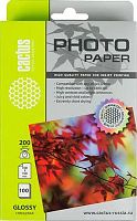 Фотобумага Cactus CS-GA6200100 10x15/200г/м2/100л./белый глянцевое для струйной печати | код 805826 | CACTUS