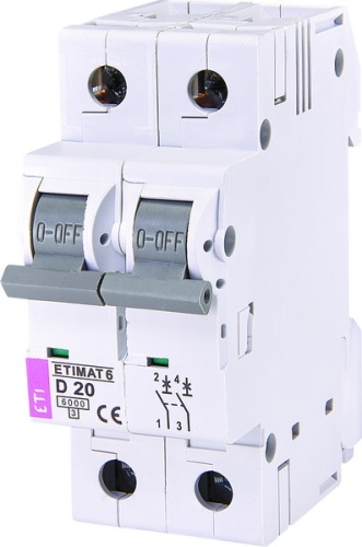 Автоматический выключатель ETIMAT 6 2p D 20A (6kA) | код 002163517 | ETI Автоматический выключатель ETIMAT 6 2p D 20A (6kA) | код 002163517 | ETI