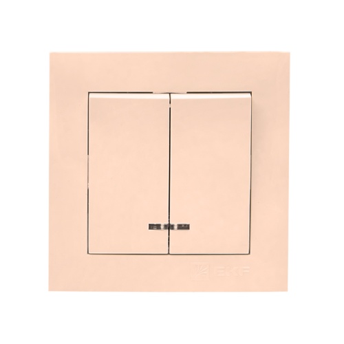 Валенсия выключатель 2-кл, 10А кремовый с индикатором PROxima | код EWV10-123-20 | EKF