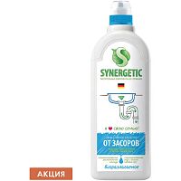 Средство для прочистки канализационных труб с дезинфицирующим эффектом 1 л SYNERGETIC, биоразлагаемое, для труб и септиков, 108100 | код 605562 | SYNERGETIC
