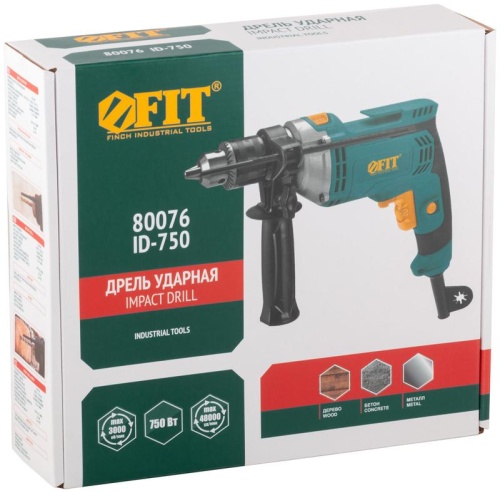 Дрель ударная 750Вт 0-3000об/мин КлП 13мм FIT 80076 фото 4