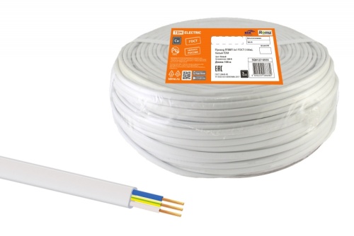 Провод ПГВВП 3х1 ГОСТ (бухта 100м) белый | код SQ0127-0555 | РЭМЗ ТМ Провод ПГВВП 3х1 ГОСТ (бухта 100м) белый | код SQ0127-0555 | РЭМЗ ТМ