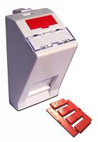 Вставка 22.5x45 на 1 кейстоун, угловая, со шторкой, маркировкой и иконками, белая | код LAN-SIP-22A-WH | LANMASTER