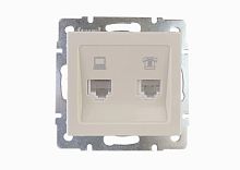 Розетка RAIN компьютерная + телефон крем механизм | код 703-0388-143 | LEZARD