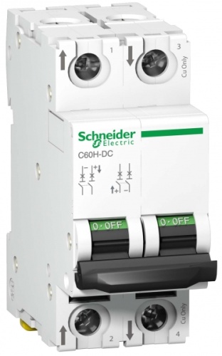 Выключатель автоматический двухполюсный C60H-DC 5А C 10кА | код. A9N61525 | Schneider Electric 