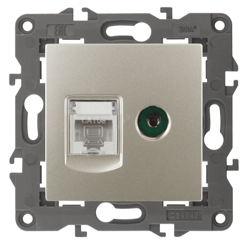 Розетка RJ45+TV, Эра Elegance, шампань, 14-3110-04 | код Б0034317 | ЭРА