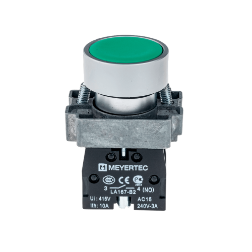 Кнопка плоская, зеленая, 1NO, металл MTB2-BAZ113 | код 54245| MEYERTEC Кнопка плоская, зеленая, 1NO, металл MTB2-BAZ113 | код 54245| MEYERTEC