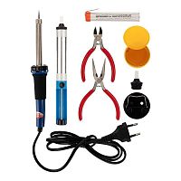 Набор для пайки №13 (паяльник 30Вт подставка губка для удаления припоя канифоль припой) | Код. 12-0166 | Rexant