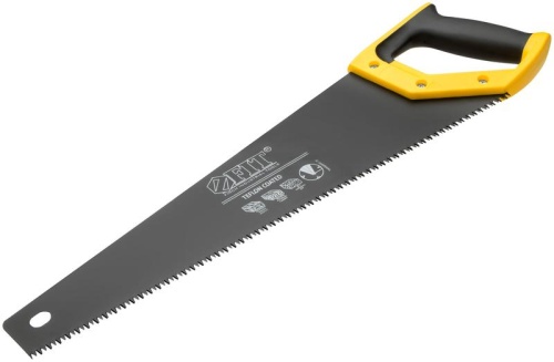 Ножовка по дереву, средн.кален.зуб 7 ТPI, 3D заточка, пласт.прорезинен.ручка, тефлон.покрытие 450 мм | код 40465 | FIT