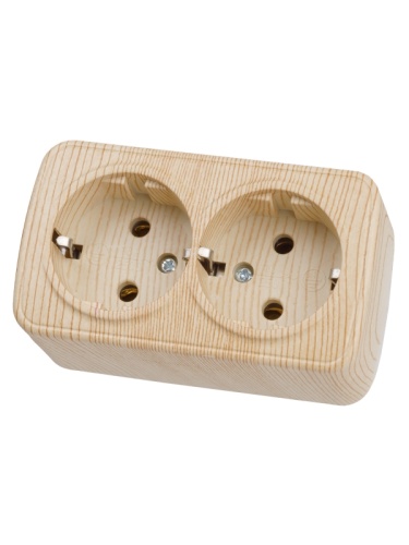 Розетка двойная 2П+3 открытой установки IP20 16А, сосна Дача Народная | код SQ1824-0040 | TDM НАРОДНЫЙ Розетка двойная 2П+3 открытой установки IP20 16А, сосна Дача Народная | код SQ1824-0040 | TDM НАРОДНЫЙ