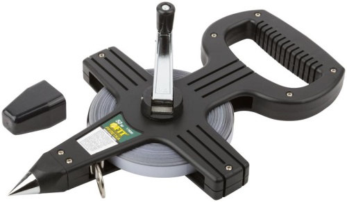 Рулетка землемерная, стальная лента, черный открытый пластиковый корпус 50 м | код 17800 | FIT