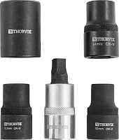 PBCSS5 Набор головок торцевых и насадки со вставкой-битой с пятигранным профилем для обслуживания тормозных механизмов 1/2DR, 5 предметов | код PBCSS5 | Thorvik