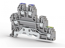 324 209T, Клеммник 2-х ярусный с контактом на рейку, 2,5мм.кв., (серый), PUK 2Т-1 | код 0.0.0.3.24209T | KLEMSAN