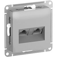 ATLASDESIGN РОЗЕТКА двойная компьютерная RJ45+RJ45, кат.6А, механизм, АЛЮМИНИЙ | код ATN000388 | SCHNEIDER ELECTRIC
