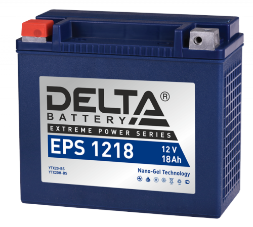 Аккумуляторная батарея EPS 1218 Напряжение 12В емкость 20 Ач. Разработана специально для мототехники обеспечивает максимально высокие пусковые токи. Delta | код 3401010090004 | DELTA
