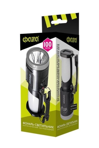 Фонарь аккумуляторный универсальный AccuF8-L1W/L24-bk 1Вт 83лм + боков. панель 24х0.1Вт 132лм аккум. 0.9А.ч ЗУ: сеть/солнечн. панель IP20 черн. ФАZА 5006669 фото 3