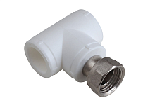 Тройник с накидной гайкой 32 х 1 1/4' х 32 полипропиленовый PPR белый | код 11140132 | VALFEX