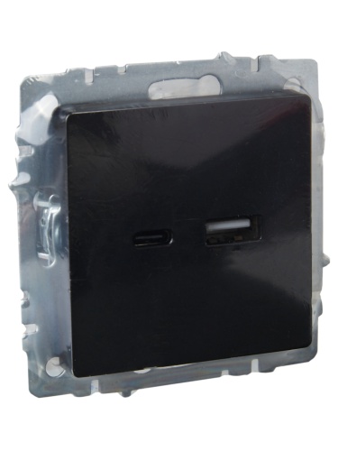 Розетка BRITE USB A+C 18Вт РЮ11-1-БрЧ черн. | код. BR-U22-018-K02 | IEK фото 6