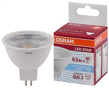 Лампа светодиодная LED 6,5Вт GU5.3 5000К 520лм 230V CL MR16 (замена 60Вт) OSRAM LS | код 4058075481251 | LEDVANCE