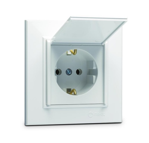 Розетка с/з и крышкой (Керамика) СП Karea 16А IP20 бел. Makel 56001009 Розетка с/з и крышкой (Керамика) СП Karea 16А IP20 бел. Makel 56001009