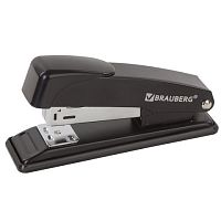 Степлер №24/6, 26/6 металлический BRAUBERG Office, до 20 листов, черный, 228614 | код 228614 | BRAUBERG