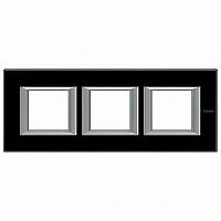 Рамка 3 поста AXOLUTE, горизонтальная, черное стекло |  код. HA4802M3HVNN |  Bticino
