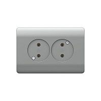 (NEW3-E) Розетка б/з со шторками двойная, 16А, серебряный | код 431421 | CHINT