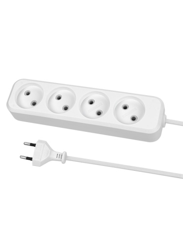 Удлинитель 4 гнезда, 3 метра, б/з, 6 А, 1380 Вт, белый, НАРОДНЫЙ | код SQ1303-1206 | TDM НАРОДНЫЙ