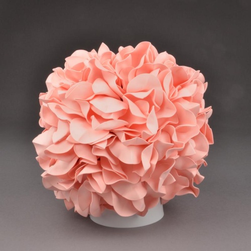 Светильник светодиодный со сменной лампой (в/к) Гортензия Белый/Лосось E27, теплый белый свет (3000K). Плафон D150мм, прозрачный. Белое основание. TM | код UL-00007228 | Uniel