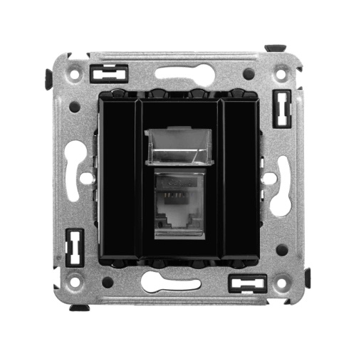 Компьютерная розетка RJ-45 в стену, кат.6 одинарная,Avanti, Черный квадрат | код 4402293 | DKC