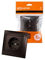 Розетка 2П+З 16А 250В с защ. шт. шоколад Лама TDM | код SQ1815-0511 | TDM