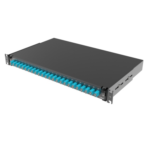 Оптическая полка выдвижная 1U с адатерами 24 х duplex LC ОМ3 в комплекте с лицевой панелью, пигтейлами, сплайс-кассет(ой/ами) и гиль | код RNFP53DLCU24 | DKC