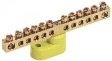 Шина заземления PE с одним угловым изолятором, ШНИ-6х9-16-У1-Ж, цвет изолятора: желтый (10 шт.) | код YNN10-69-16C1-K05 | IEK