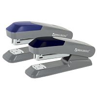 Степлер №24/6, 26/6 BRAUBERG Delta, до 25 листов, с резиновой накладкой, серый, вставка ассорти, 222554 | код 222554 | BRAUBERG