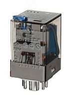 Универсальное электромеханическое реле, монтаж в розетку 11-штырьковый разъем, 3CO 10A, контакты AgNi, токовая катушка DC 2.5A, степень защиты RTI, опции: кнопка тест + мех.индикатор | код 601342520040 | FINDER
