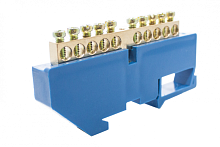 Шинки нулевые латунные на дин-опоре ШНИ 6х9мм 10 отв. цвет синий | код DBN-26-10N | Engard