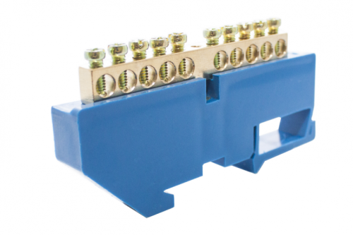 Шинки нулевые латунные на дин-опоре ШНИ 6х9мм 10 отв. цвет синий | код DBN-26-10N | Engard Шинки нулевые латунные на дин-опоре ШНИ 6х9мм 10 отв. цвет синий | код DBN-26-10N | Engard