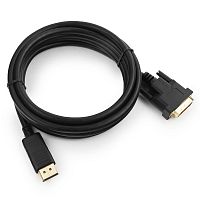 Кабель DisplayPort->DVI Cablexpert CC-DPM-DVIM-3M, 3м, 20M/25M, черный, экран, пакет | код CC-DPM-DVIM-3M | Cablexpert