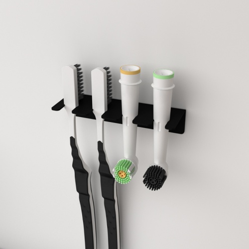 Держатель для хранения зубных щеток и насадок, монтаж без сверления, черный REXANT | код 38-0695 | REXANT