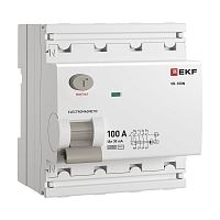 Выключатель дифференциального тока ВД-100N 4P 100А 30мА тип AC эл-мех 6кА PROXIMA EKF | код E1046M10030 | EKF