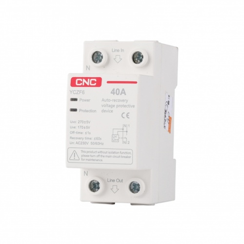 Реле контроля напряжения YCZF6-32A/1P+N ввод сверху | код A060099 | CNC