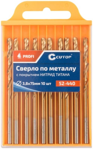 Сверло по металлу Cutop Profi с титановым покрытием, 3.8х75 мм (10 шт) | код 52-440 | FIT фото 3