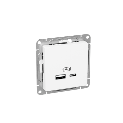 Розетка СП Эпика USB-A+С механизм бел. EKF UP1-SOW-USBA+USBC фото 2