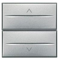 Axolute Кнопка двойная с блокировкой 1Р (NO) + 1Р (NO) 10А 250В~ 2 модуля алюминий | код HC4037/2 | Legrand