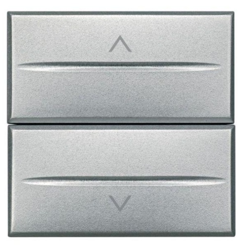 Axolute Кнопка двойная с блокировкой 1Р (NO) + 1Р (NO) 10А 250В~ 2 модуля алюминий | код HC4037/2 | Legrand